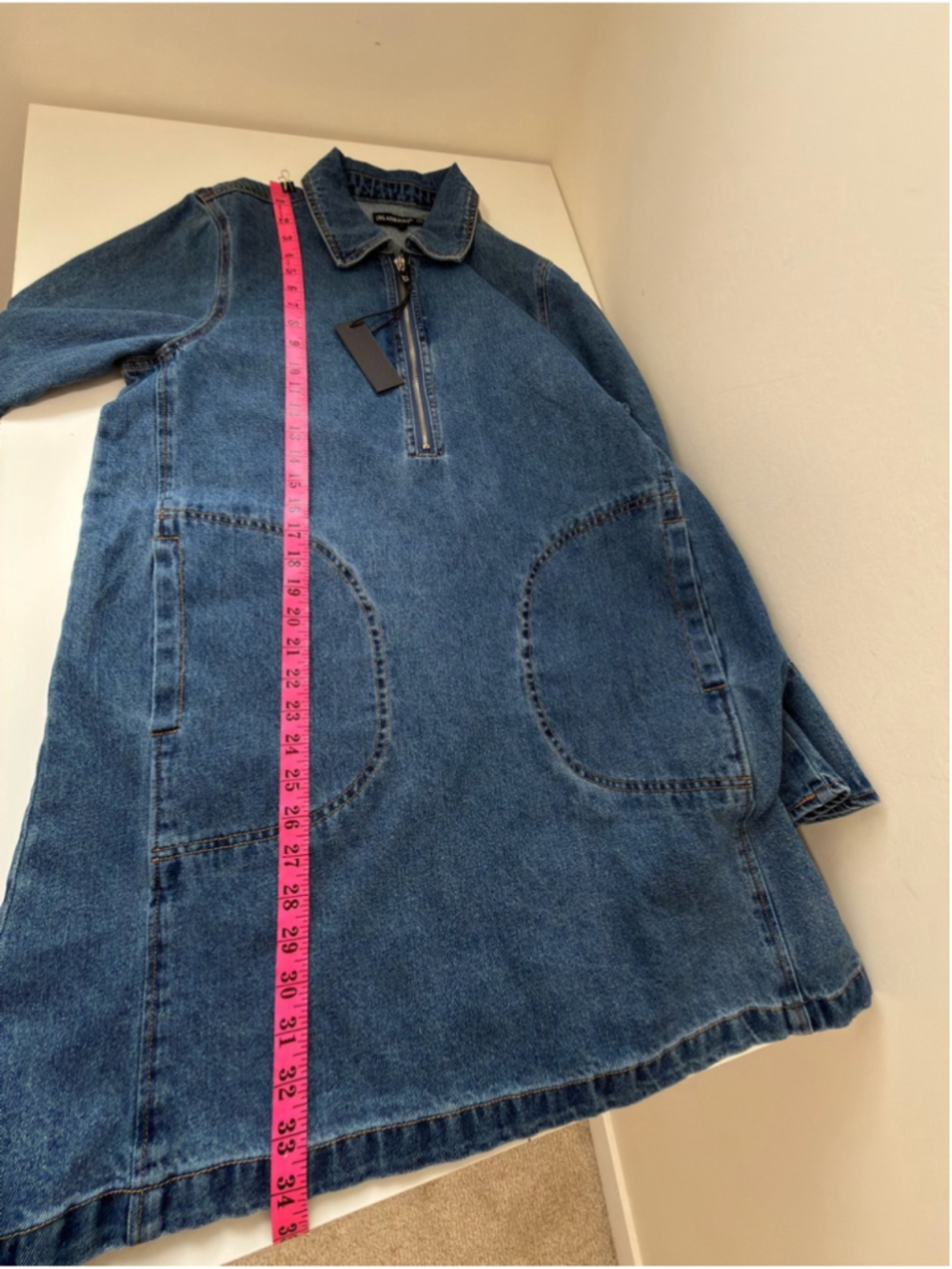 BLANK NYC Blue Denim Zip Front Mini Dress Western Cowboy Style Size M - Picture 9 of 9